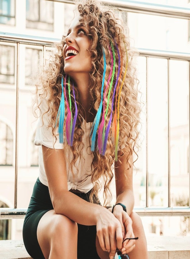 Styquenzer عبوة من 30 وصلة شعر للأطفال، وصلات شعر ملونة بمشابك، إكسسوارات شعر ملونة للبنات، مشابك ضفائر نايلون بألوان قوس قزح للنساء والفتيات، إكسسوارات ذيل حصان للحفلات التنكرية - Image 4